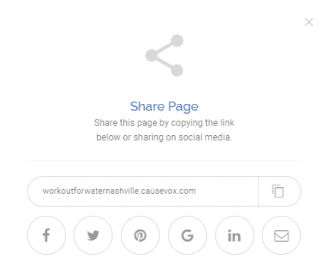 options to share your fundraising website