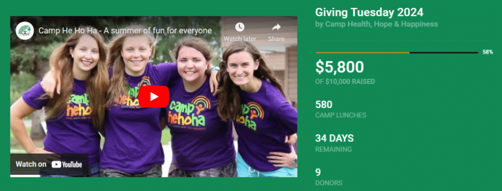 Camp He Ho Ha's GivingTuesday 2024 Campaign
