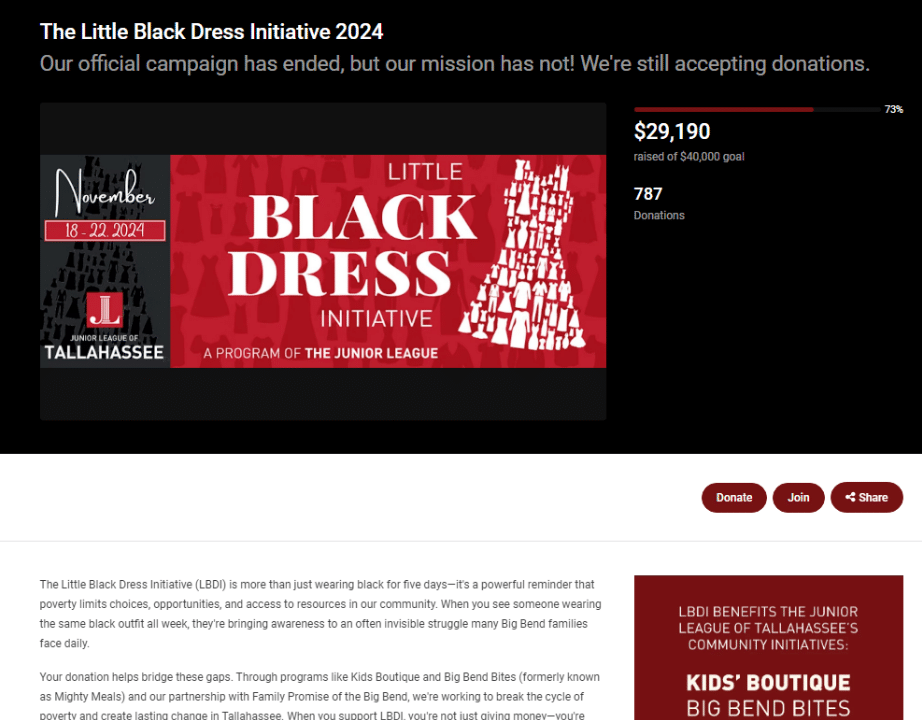 Little Black Dress Initiative 2024 Fundraising Campaign Page