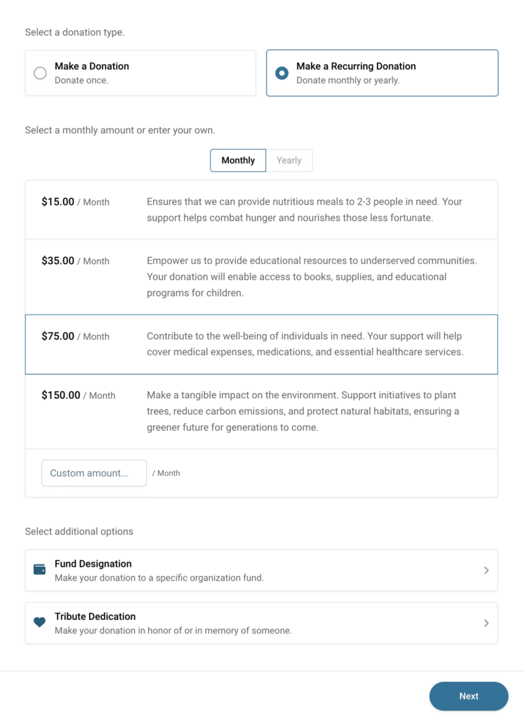 recurring donation form