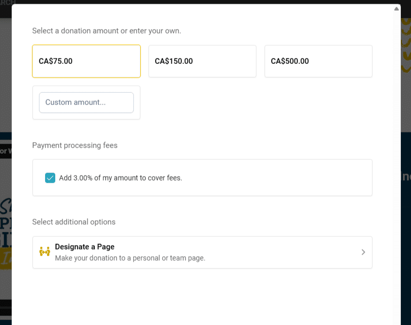 Sample donation form