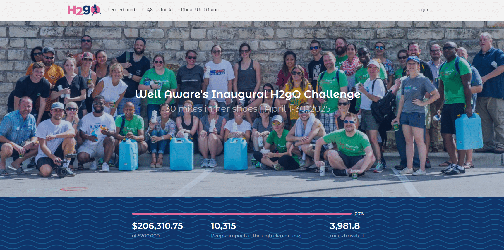 Well Aware’s H2gO challenge landing page