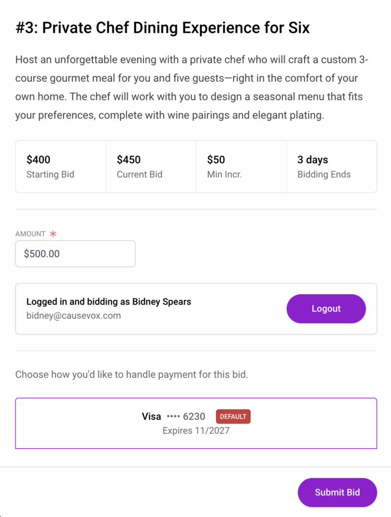 auction bid submission