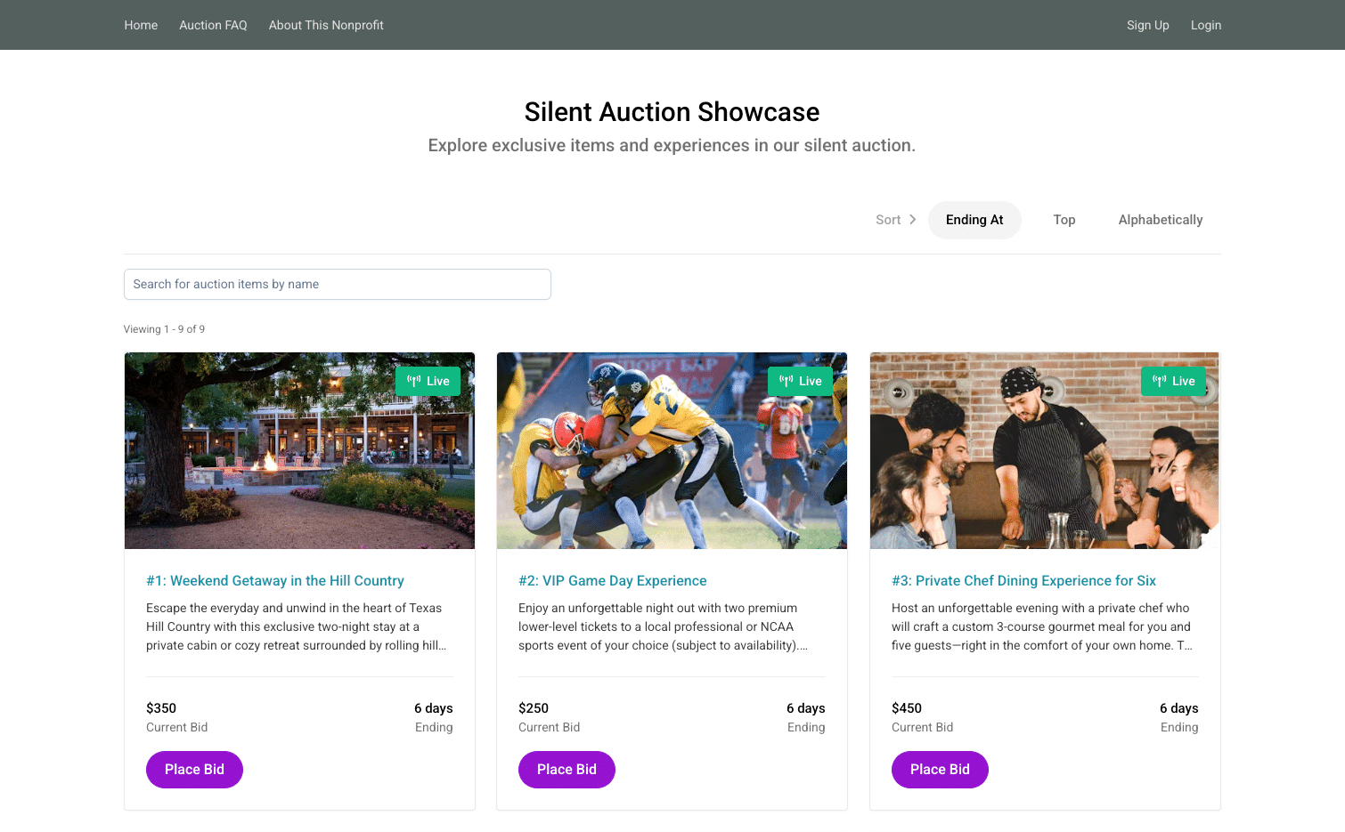 silent auction gallery