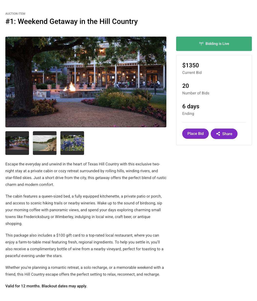 auction item page