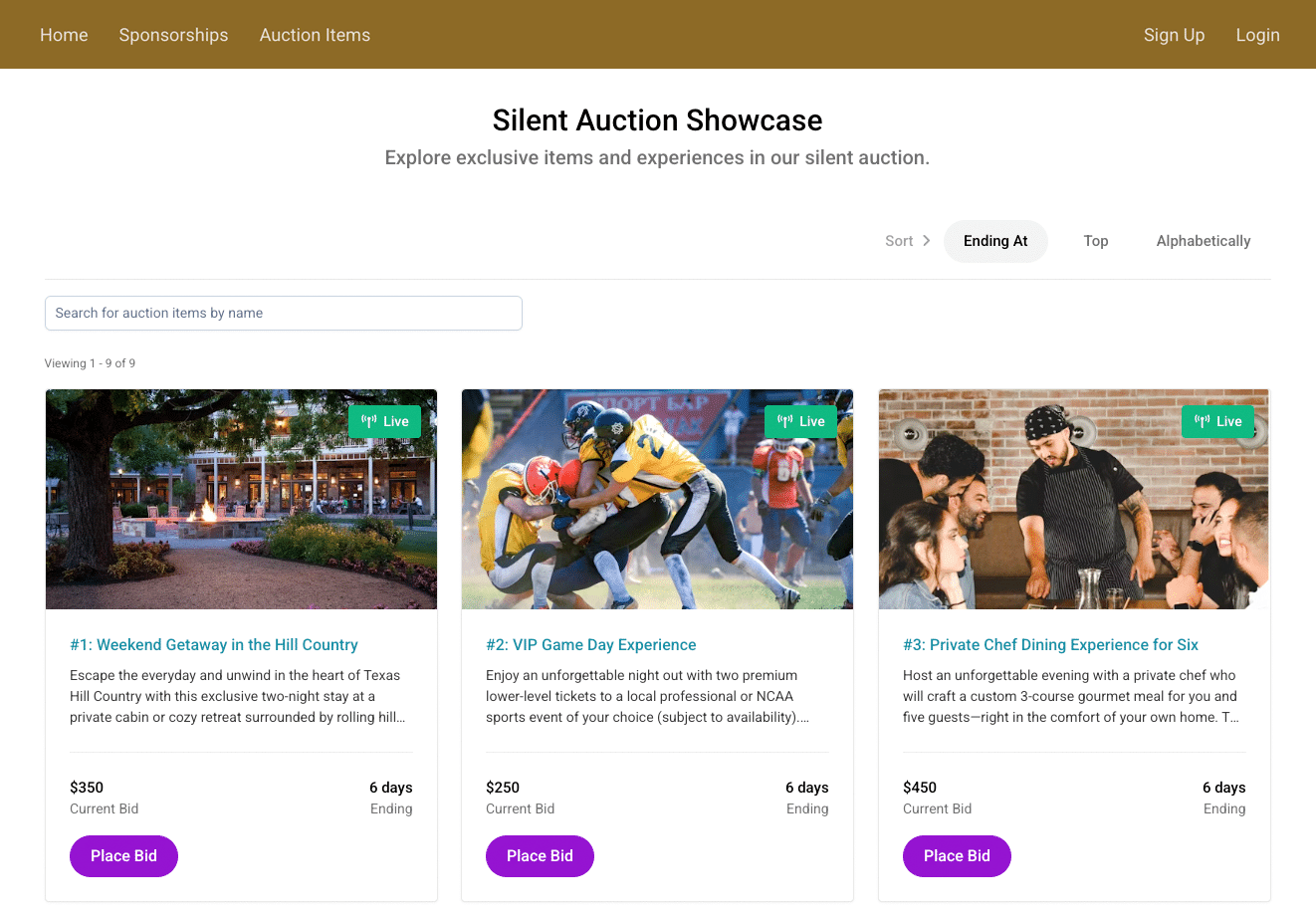 silent auction item gallery